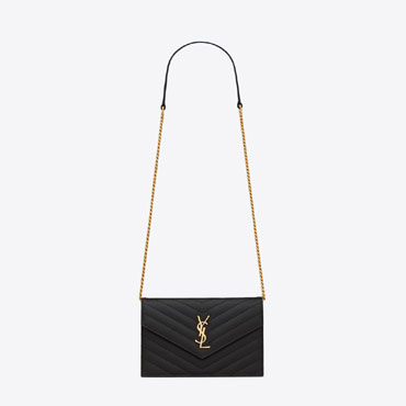 YSL Cassandre Matelasse Envelope Chain Wallet De Poudre 742920 BOW01 1000