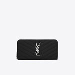 YSL Cassandre Matelasse Zip Around Wallet In Grain De Poudre 358094 BOW02 1000