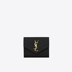 YSL Cassandre Matelasse Compact Tri Fold Wallet Grain De 403943 BOW01 1000