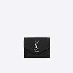 YSL Cassandre Matelasse Compact Tri Fold Wallet Grain Poudre 403943 BOW02 1000