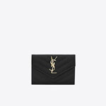 YSL Cassandre Matelasse Small Envelope Wallet In Grain De Poudre 414404 BOW01 1000