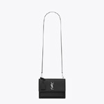 Saint Laurent Medium Sunset Satchel In Black Grained Leather 45313729RV