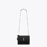 Saint Laurent Medium Sunset Bag In Black Crocodile Embossed Leather 45336013DD