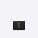 YSL Uptown Business-Card Case In Grain De Poudre Leather 607685 1GF0J 1000