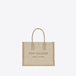 YSL Rive Gauche Small Tote Bag In Linen Leather 617481 FAADJ 9784