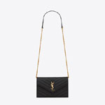 YSL Cassandre Matelasse Envelope Chain Wallet De Poudre 742920 BOW01 1000