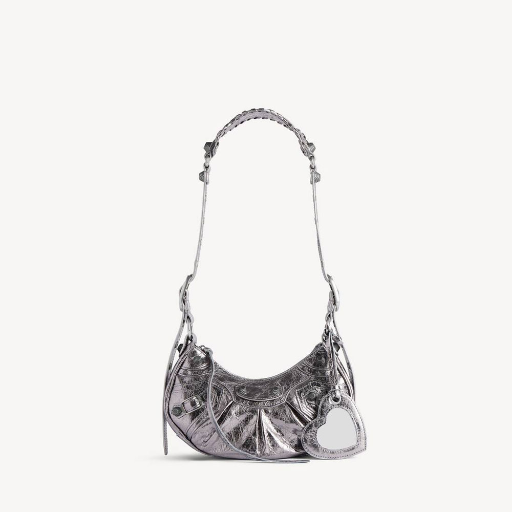 Balenciaga Le Cagole Shoulder Bag Xs in Silver 671309 0GT3Y 8103: Image 1