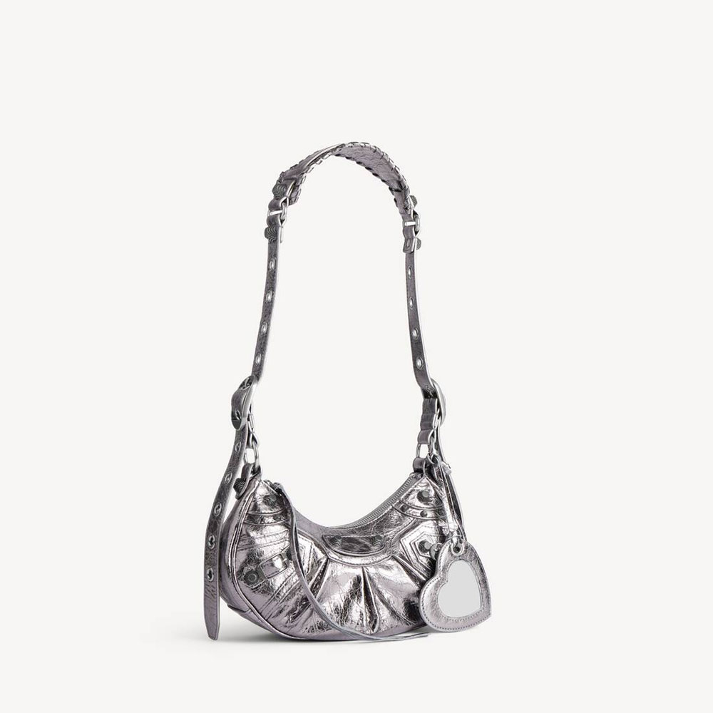 Balenciaga Le Cagole Shoulder Bag Xs in Silver 671309 0GT3Y 8103: Image 2