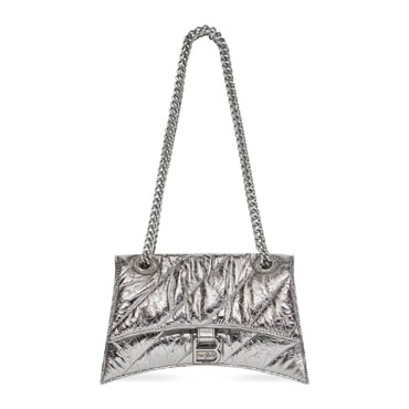 Balenciaga Crush Small Chain Bag Metallized Silver 716351 210IW 8110