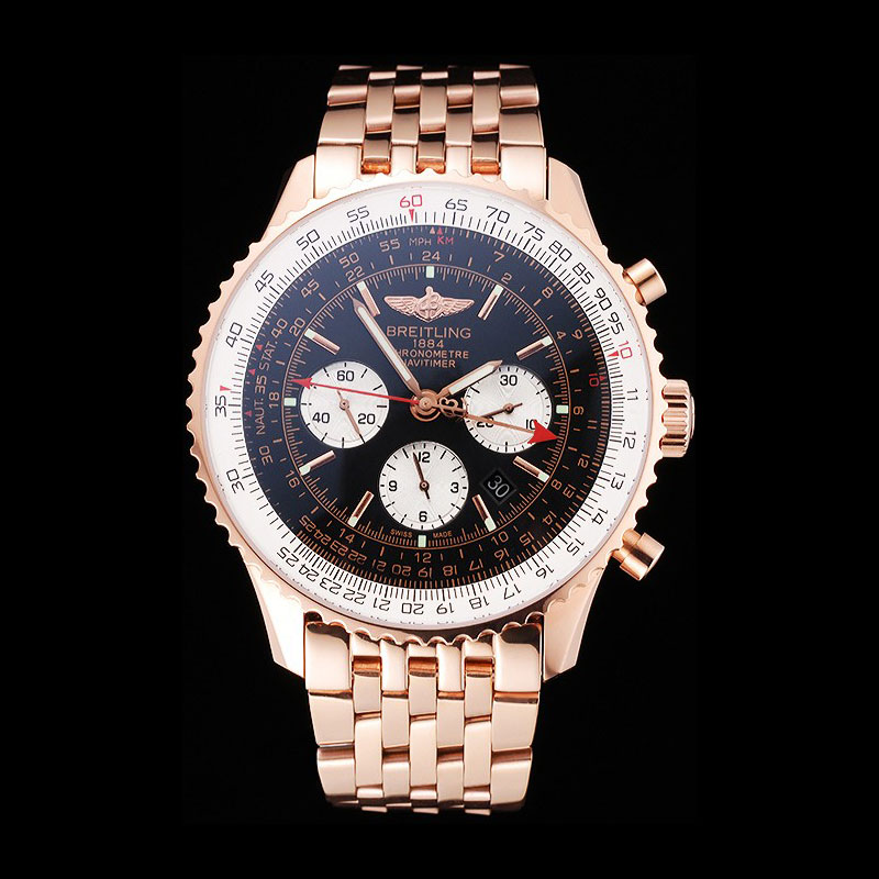 Swiss Breitling Navitimer Black Dial Rose Gold Case Bracelet BL5659: Image 1