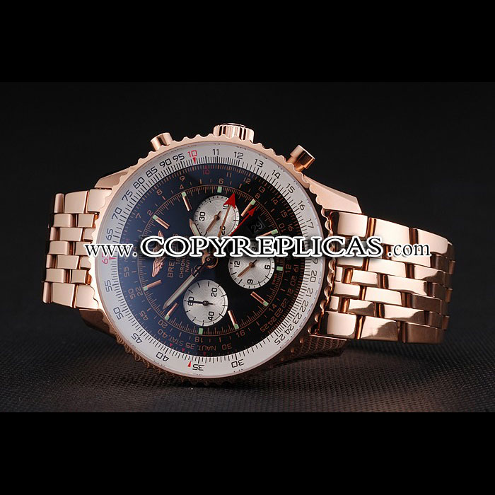 Swiss Breitling Navitimer Black Dial Rose Gold Case Bracelet BL5659: Image 2