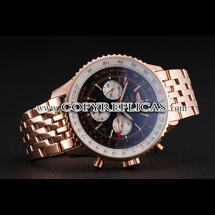 Swiss Breitling Navitimer Black Dial Rose Gold Case Bracelet BL5659: Image 3