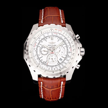 Breitling Bentley Motors T Stainless Steel Case White Dial Brown Leather Bracelet BL5711