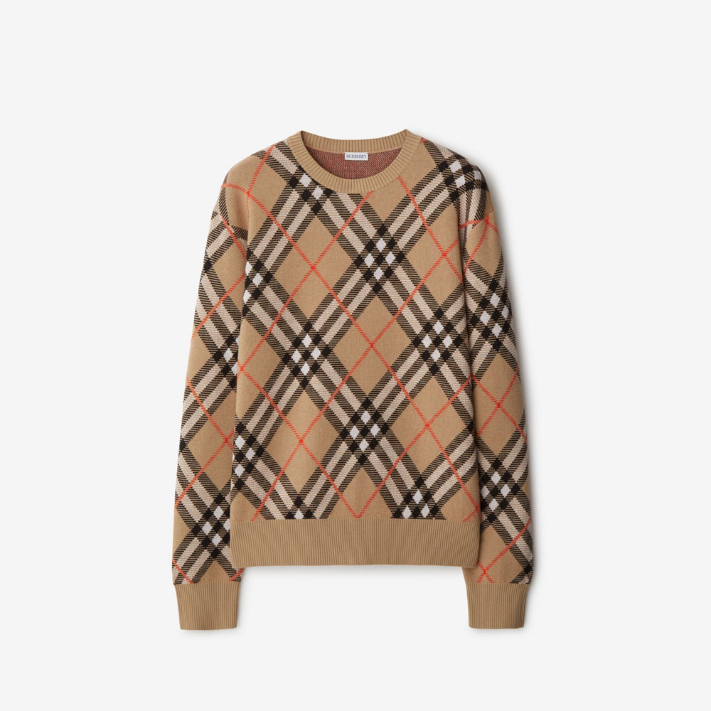 Burberry Check Wool Blend Sweater in Sand 80934861: Image 1