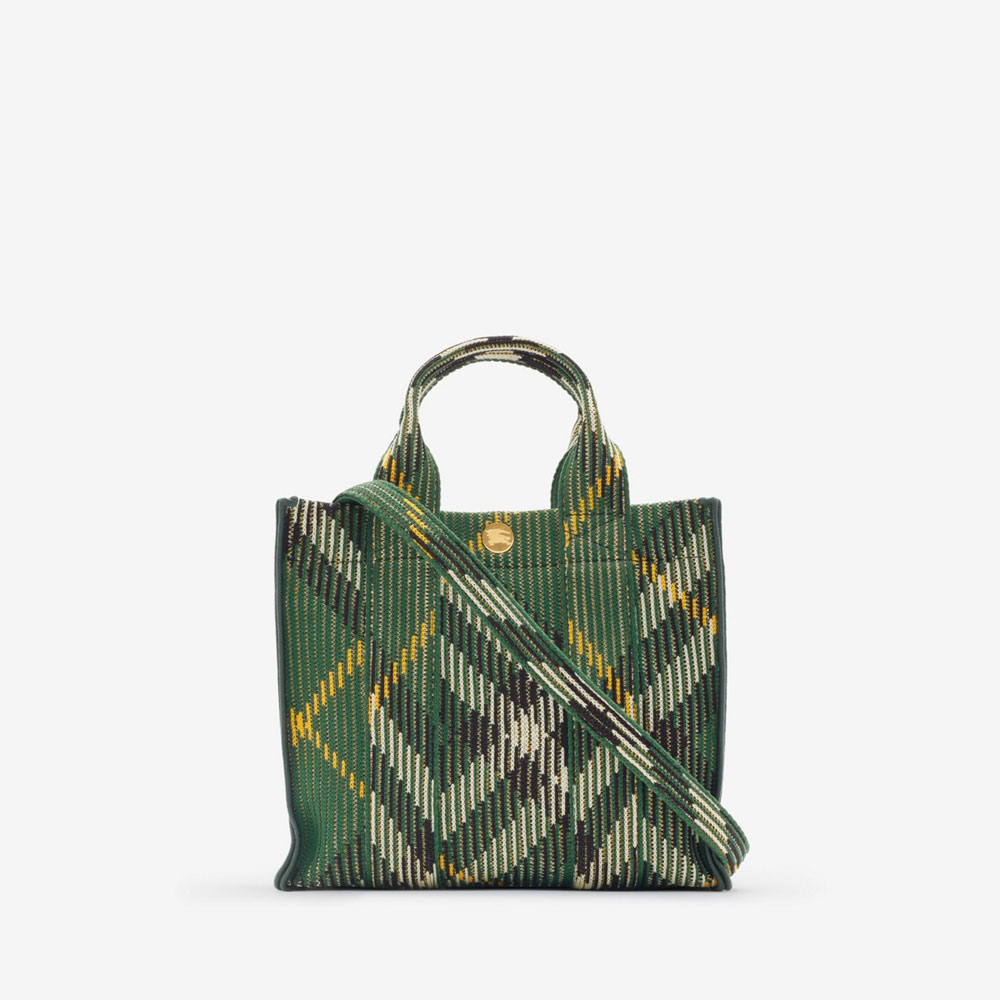 Burberry Mini Check Knitted Tote in Ivy 80957851: Image 3