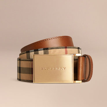 Burberry Horseferry Check and Leather Belt 39758501