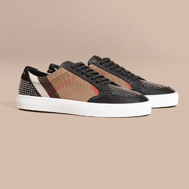 Burberry House Check and Studded Leather Sneakers 40212141