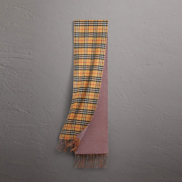 Burberry Long Reversible Vintage Check Double-faced Cashmere Scarf 40583701