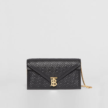 Burberry Small Quilted Monogram TB Envelope Clutch in Black 80148361