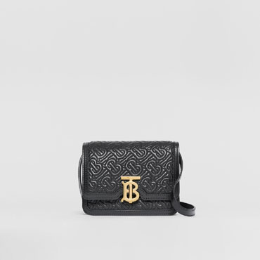 Burberry Mini Quilted Monogram Lambskin TB Bag in Black 80168081