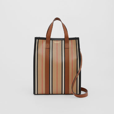 Burberry Small Icon Stripe E-canvas Portrait Tote Bag 80246861