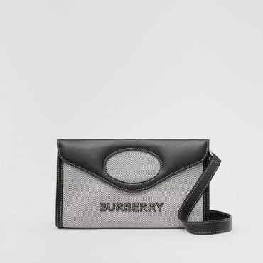 Burberry Canvas and Leather Foldover Pocket Bag in Black 80395061