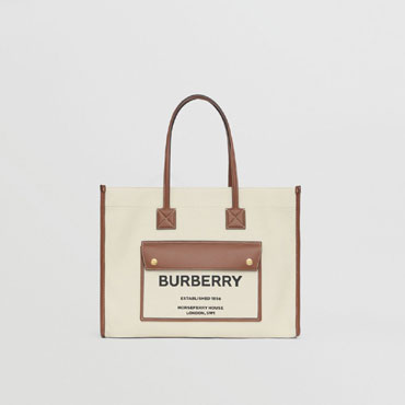 Burberry Medium Two tone Canvas and Leather Freya Tote 80441291