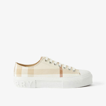 Burberry Check Cotton Sneakers in Soft Fawn 80656471