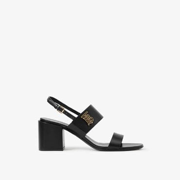 Burberry Monogram Motif Leather Sandals in Black 80694521