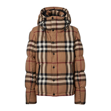 Burberry Detachable Sleeve Check Cotton Hooded Puffer 80894909