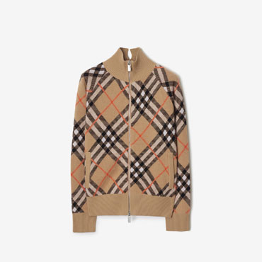 Burberry Check Wool Blend Track Jacket in Sand 80949751