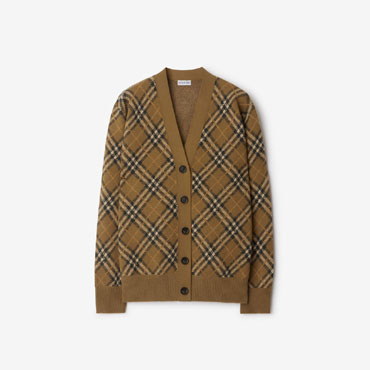 Burberry Check Wool Mohair Blend Cardigan in Shrew 80996211