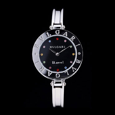 Bvlgari B-ZERO1 30mm Black Dial With Jewels Steel Case Black Bezel Steel Bracelet BV5812