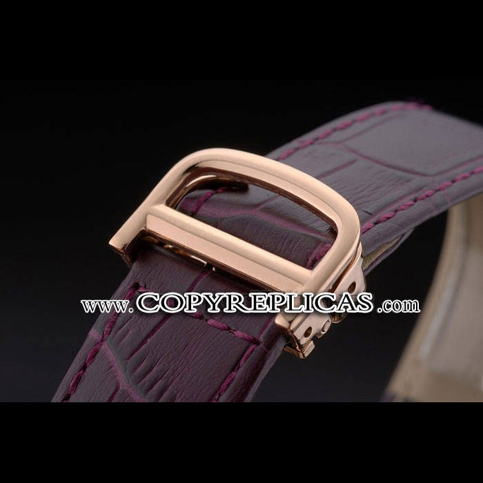 Cartier Tank Anglaise 30mm White Dial Gold Case Purple Leather Bracelet CTR6096: Image 3