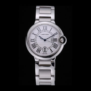 Swiss Cartier Ballon Bleu de Cartier White Dial Roman Numerals Stainless Steel Bracelet CTR5879