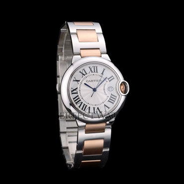 Cartier Ballon Bleu 38mm White Dial Stainless Steel Case Two Tone Rose Gold Bracelet CTR5906