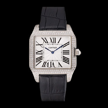 Cartier Santos 100 Diamond Silver Bezel CTR6047