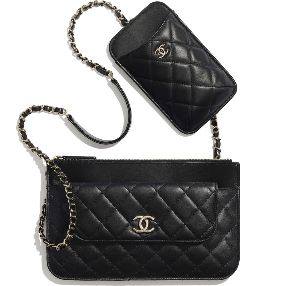 Chanel Lambskin Black Clutch with Chain AP1193 B02792 94305: Image 1