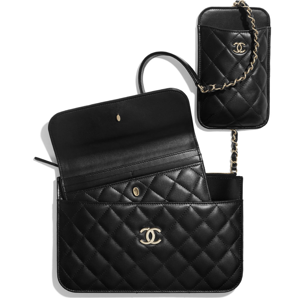 Chanel Lambskin Black Clutch with Chain AP1193 B02792 94305: Image 3