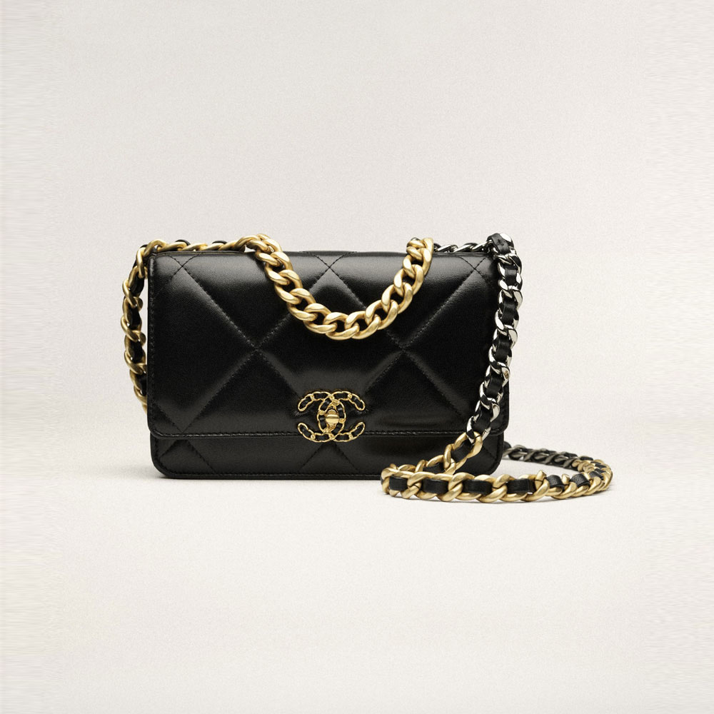 Chanel 19 wallet on chain in black AP3267 B04852 94305: Image 2