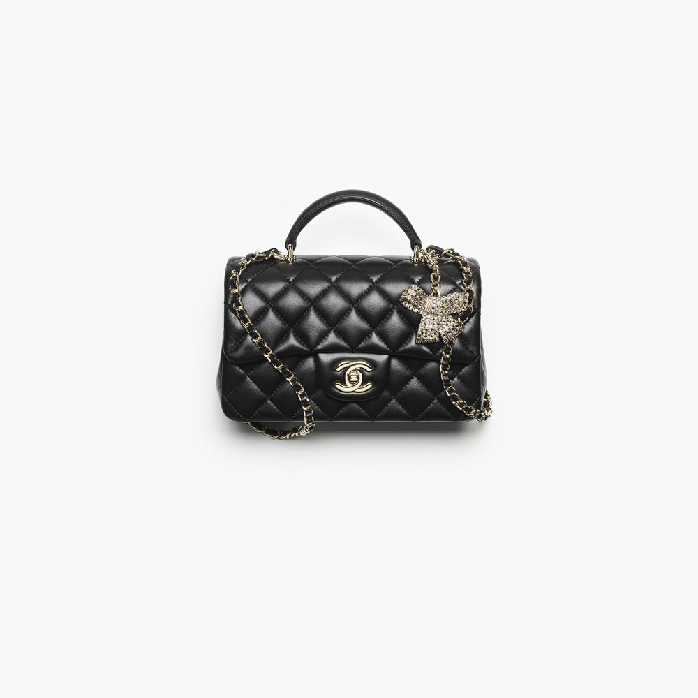 Chanel Mini classic bag with top handle in black AS2431 B22112 94305: Image 1