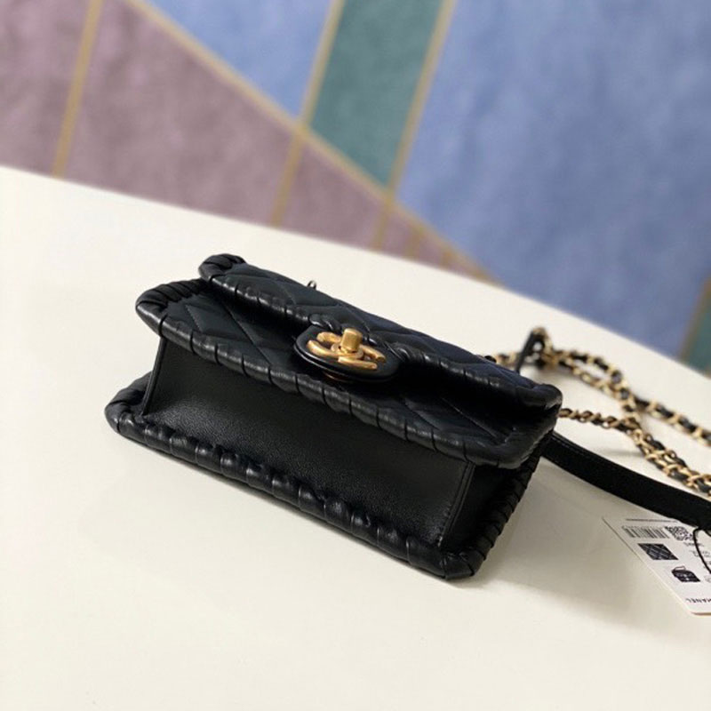 Chanel Mini flap bag Lambskin braided calfskin gold-tone AS2495 B23328 94305: Image 2