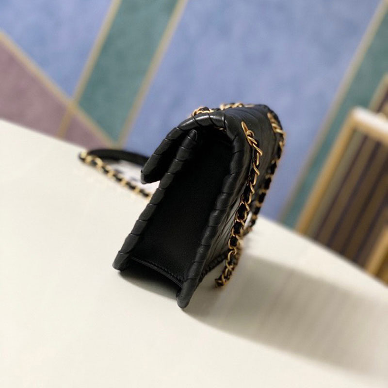 Chanel Mini flap bag Lambskin braided calfskin gold-tone AS2495 B23328 94305: Image 3