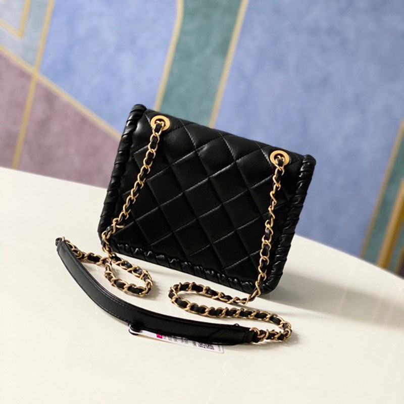 Chanel Mini flap bag Lambskin braided calfskin gold-tone AS2495 B23328 94305: Image 4