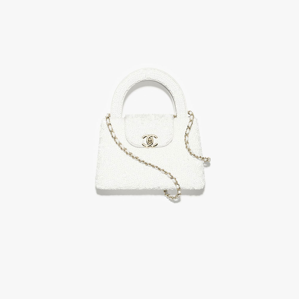 Chanel Mini shopping bag in white AS4416 B22757 10601: Image 1