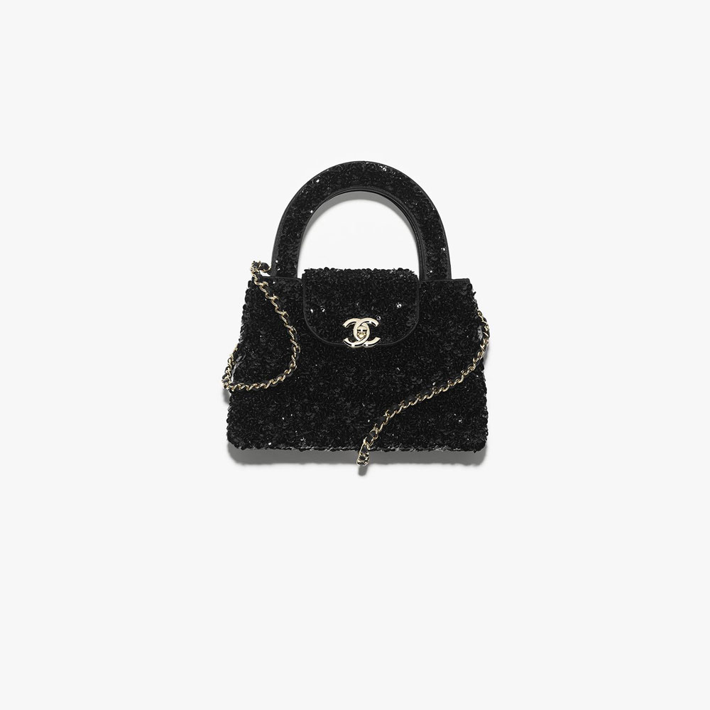 Chanel Mini shopping bag Sequins in black AS4416 B22757 94305: Image 1
