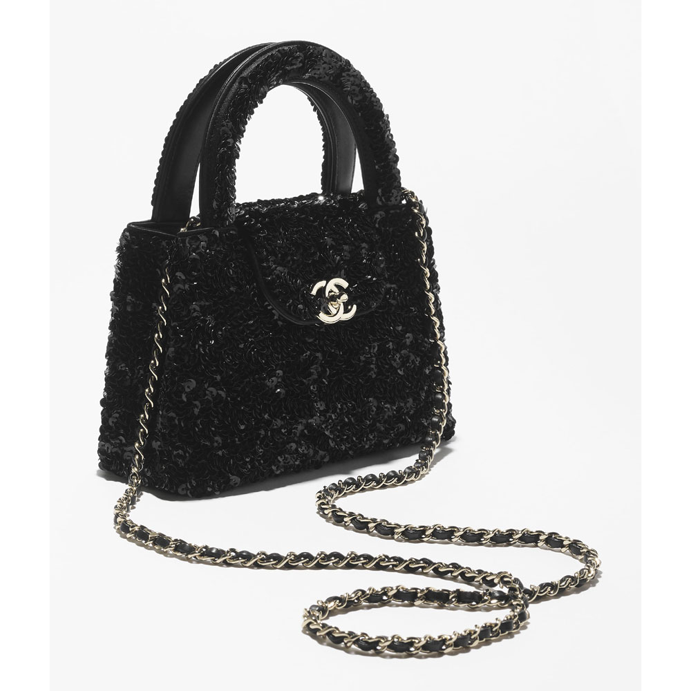 Chanel Mini shopping bag Sequins in black AS4416 B22757 94305: Image 2