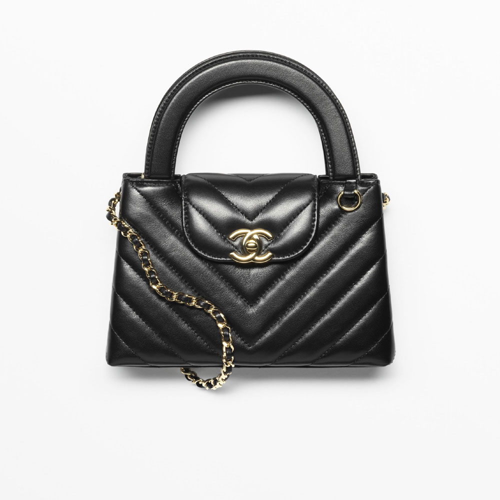 Chanel Mini shopping bag Shiny lambskin gold-tone metal AS4416 B23757 94305: Image 1