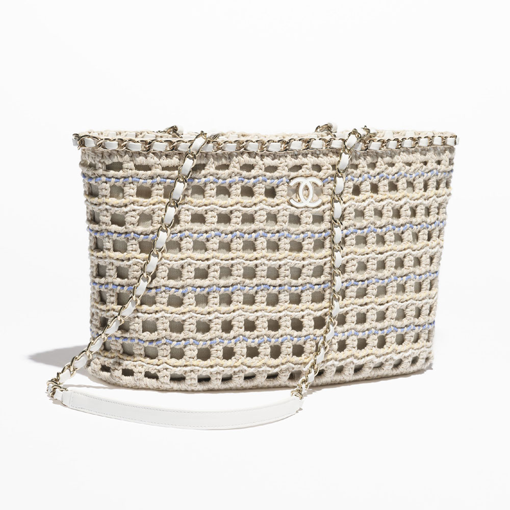 Chanel Small Shopping Bag Cotton Crochet Gold AS5235 B18697 NACUD: Image 2