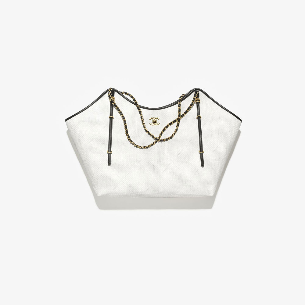 Chanel Maxi shopping bag in white black AS5463 B22594 U5557: Image 1